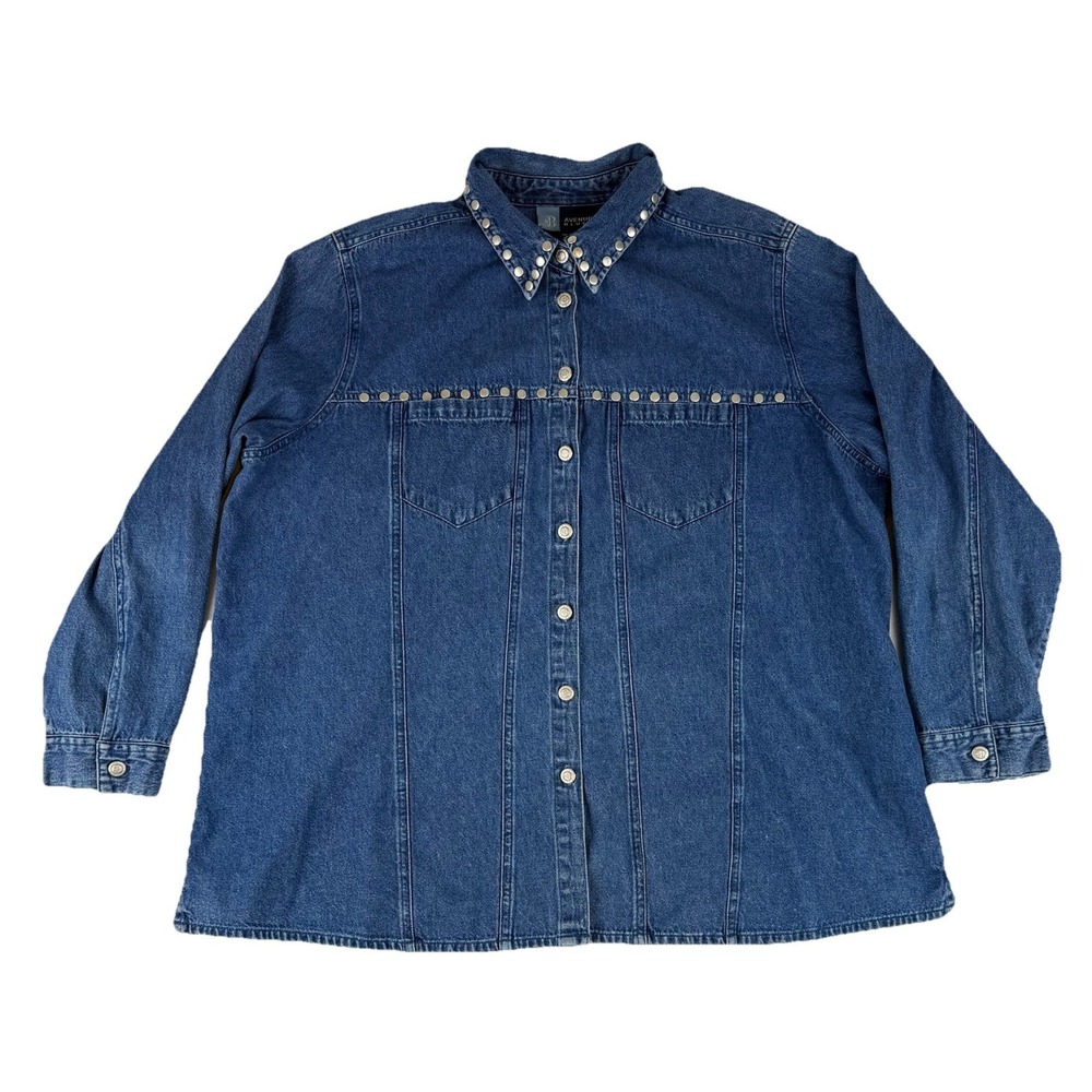 Vintage Avenue Blues Western Style Blue Denim Metal Button Shirt Women's‎ 18/20